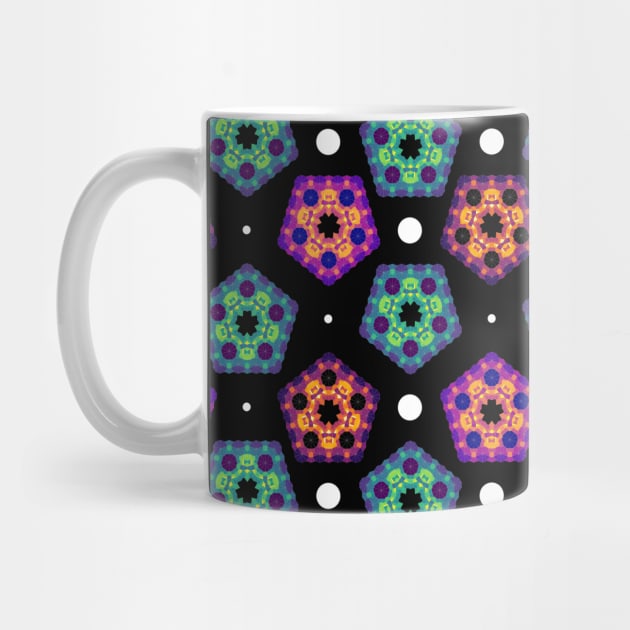 Abstract Pentagon Geometric Pattern | Red Yellow Green Red Purple Blue Black by aRtVerse